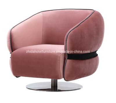 Pink Velvet Living Room Hotel Home Swivel Chair for Coffee Shop