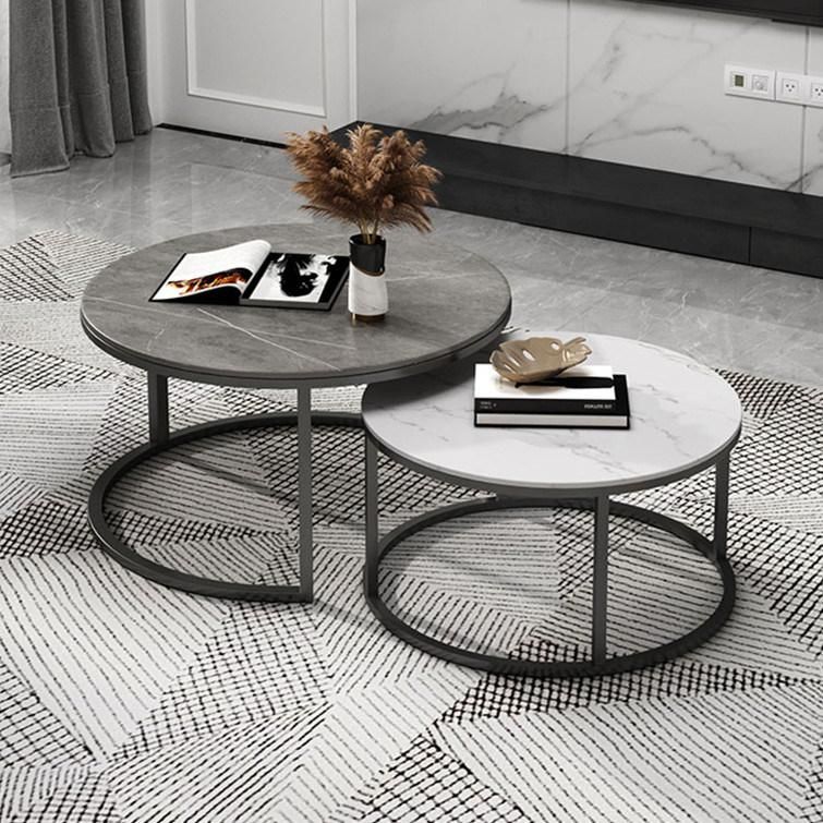 Italian Style Light Luxury Simple Huayan Slate Household Small Round Combination Coffee Table