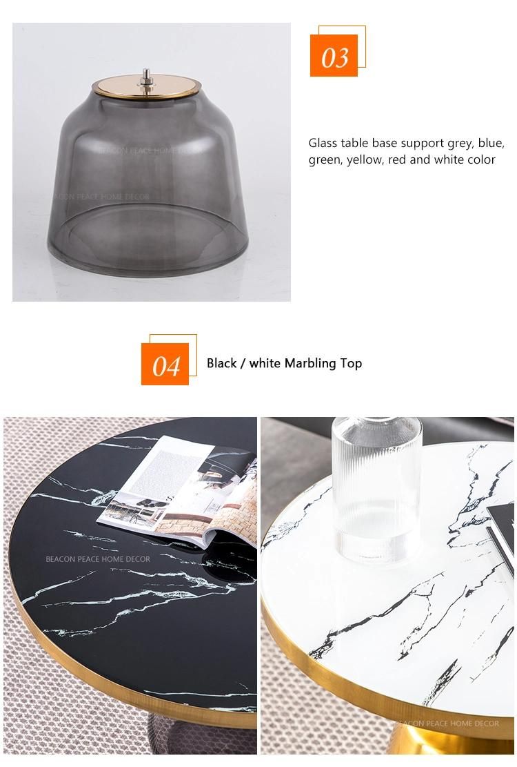 Modern Design Round Stainless Steel Handmade Glass Bell Coffee Table