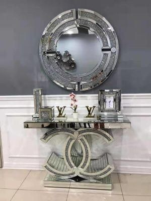 Cc Luxury Decorative Decor Crushed Dimond Art Mirror Mirrored Furniture Mirrored Set