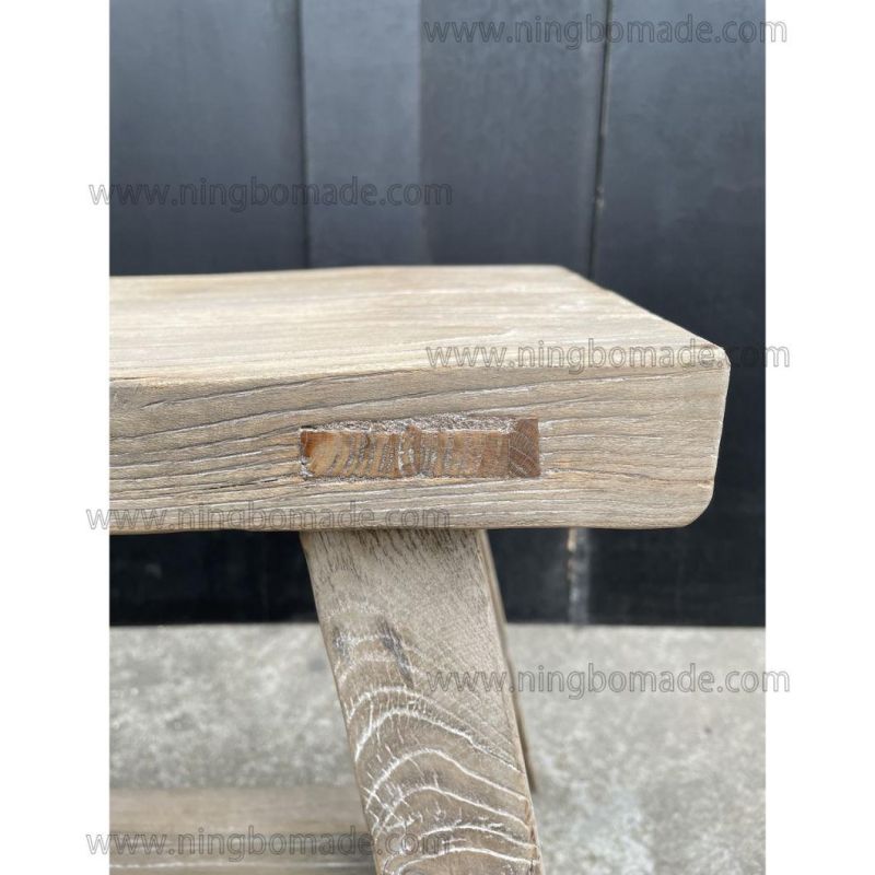 Nordic Retro Vintage Antique Furniture Grey Reclaimed Elm Wood Stool