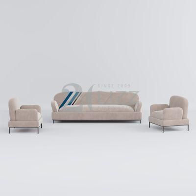 Modular Modern Living Room Commercial Furniture Leisure 1+2+3 Velvet Fabric Sofa with Metal Legs