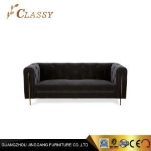 Metal Base in Brushed Finish Living Room Velvet Sofa