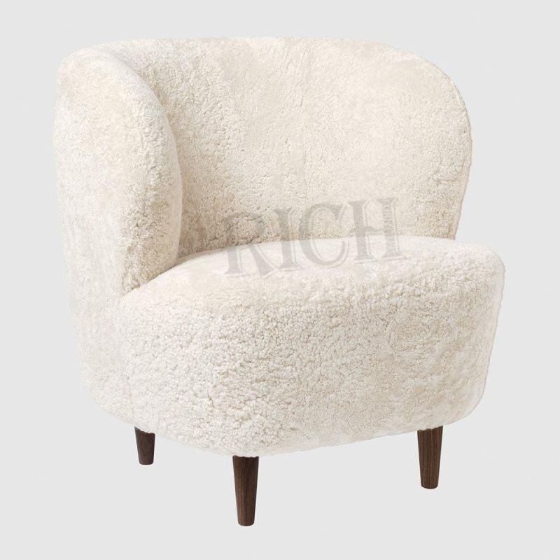 Sheepskin Furniture Lounge Leisure Accent Chair Modern Sofa Single Luxury Upholstery White Single Upholstered Leisure Chair