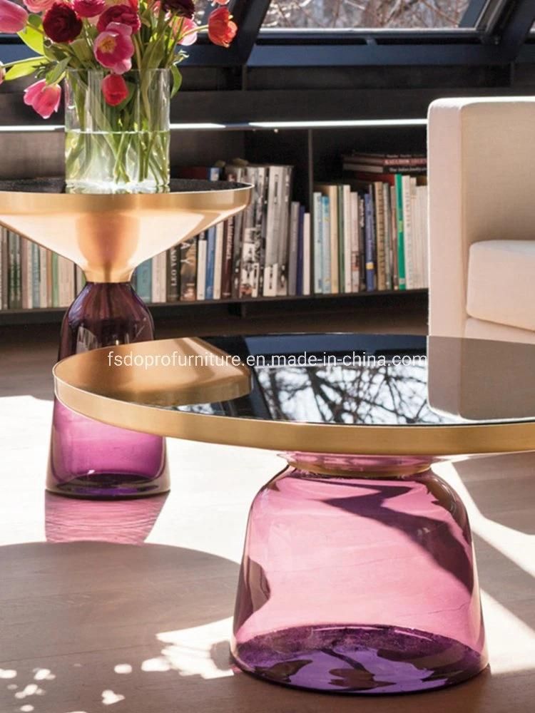 Glass Base Coffee Table End Table Tea Table Metal Top