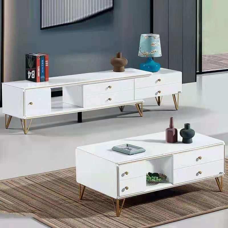 Luxury Paint High Gloss TV Cabinet and Coffee Table Bucket Cabinet TV Stand