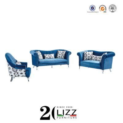 Chinese Manufacturer Wholesale Wooden Furniture Velvet Fabric Curved Sofa Set