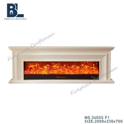 Living Room Furniture Christmas Decoration White/Brown Wooden Electric Fireplace Metal TV Stand for Home Appliance