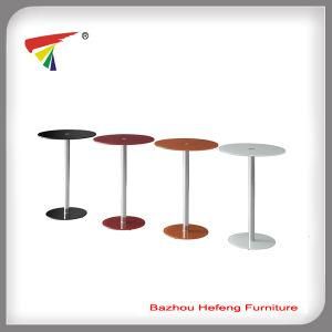 Colorful Round Glass with Chrome 2-Tier Corner Table (C33)