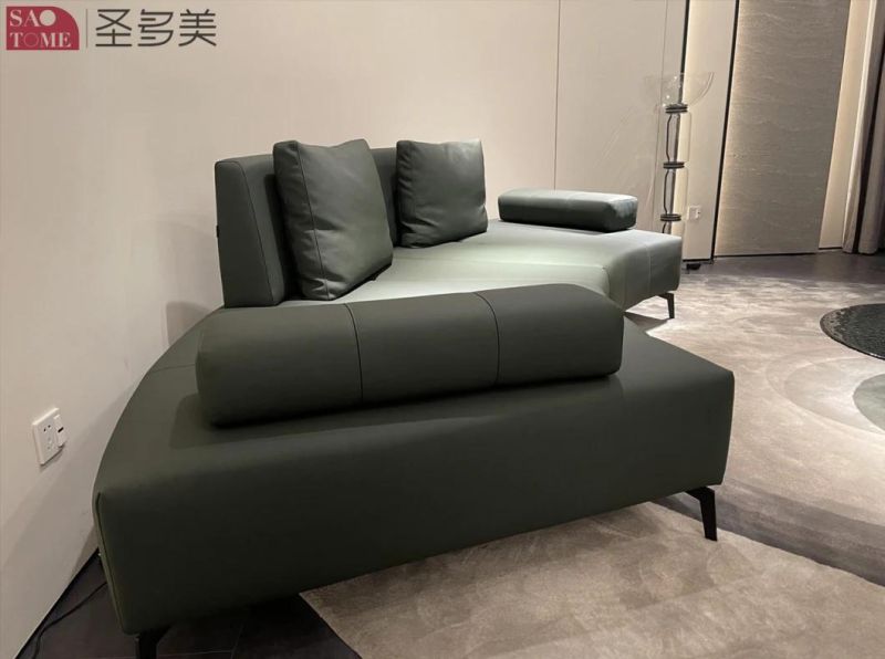 Modern Leisure Genuine Leather with Solid Wood Sofa