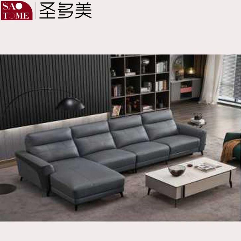 Modern Smart Home Cowhide Eucalyptus Wood Frame Functional Sofa