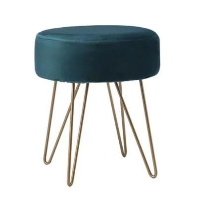 Wholesale Price Modern Living Room Furniture Customized Red Velvet Tufted Seat Round Stool Ottoman