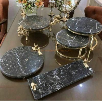 Model Small Coffee Table Sample Marble Top Stainless Steel Golden Coffee Side Table Mould