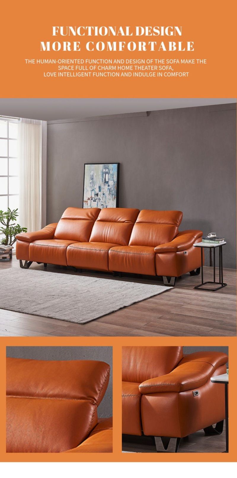 Living Room Furniture Hot Sale Functional Sectional Recliner Sofa