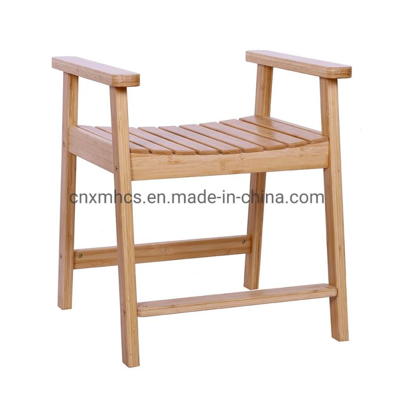 Bamboo Shower Chair for Adults Bathroom Bench SPA Stool Wood Bath Seat Indoor & Outdoor Use