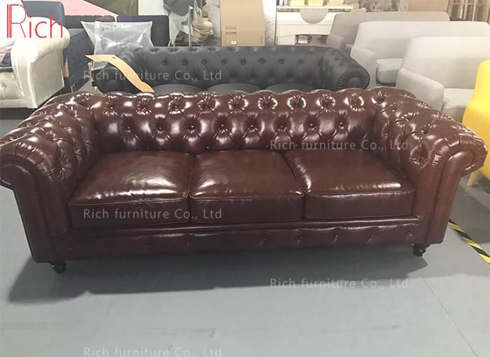 New Design Vintage Leather Chesterfield Leisure Sofa for Living Room