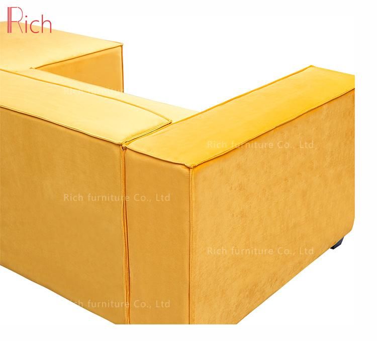 Home Drawing Room Furniture Set Yellow Fabric Sectional Corner Couches Sofa for living room