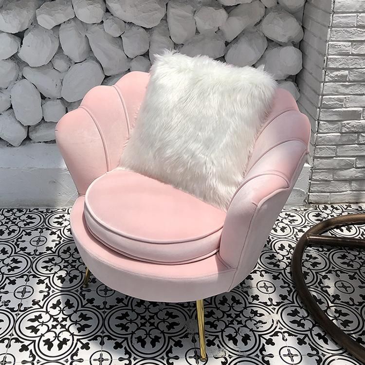 Leisure Facilities Rose Gold Bedroom Chair Metal Velvet Fabric Industrial Chairs Furniture Sofa Chair Single Leisure Sofa