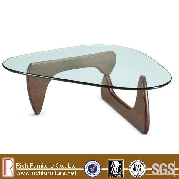 Designer Oak Wood Base, Glass Top Coffee Table