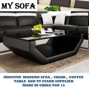 Indoor Tempered Glass Top Wooden Coffee Table