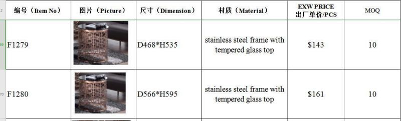 Round Glass Coffee Table Set with Stainless Steel Frame