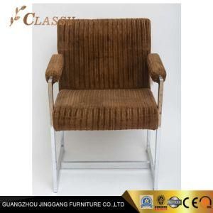 Modern Furniture Single Stainless Steel Seat Armchair with Corduroy Fabric