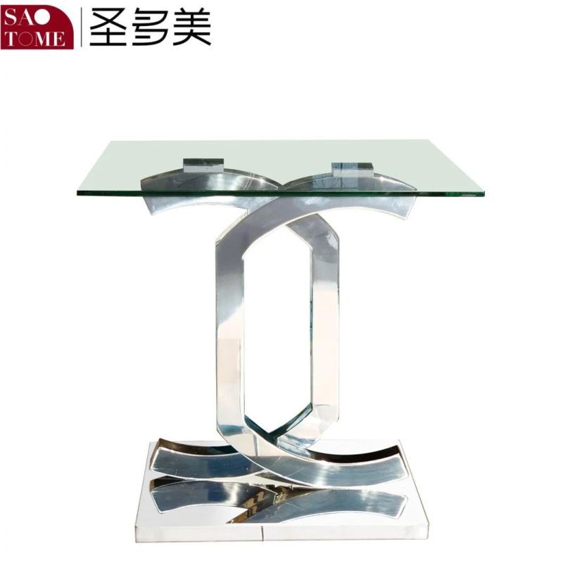 Modern Living Room Furniture Stainless Steel Transparent Glass Small End Table