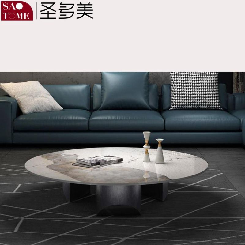 Modern Simple Luxury Living Room Furniture Oval Slate/Marble Coffee Table