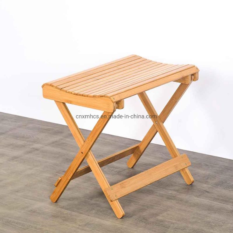 Manufacturing Portable Folding Bamboo Stool Wood Shower Bathroom Furniture Foot Step Stool for Picnic Garden