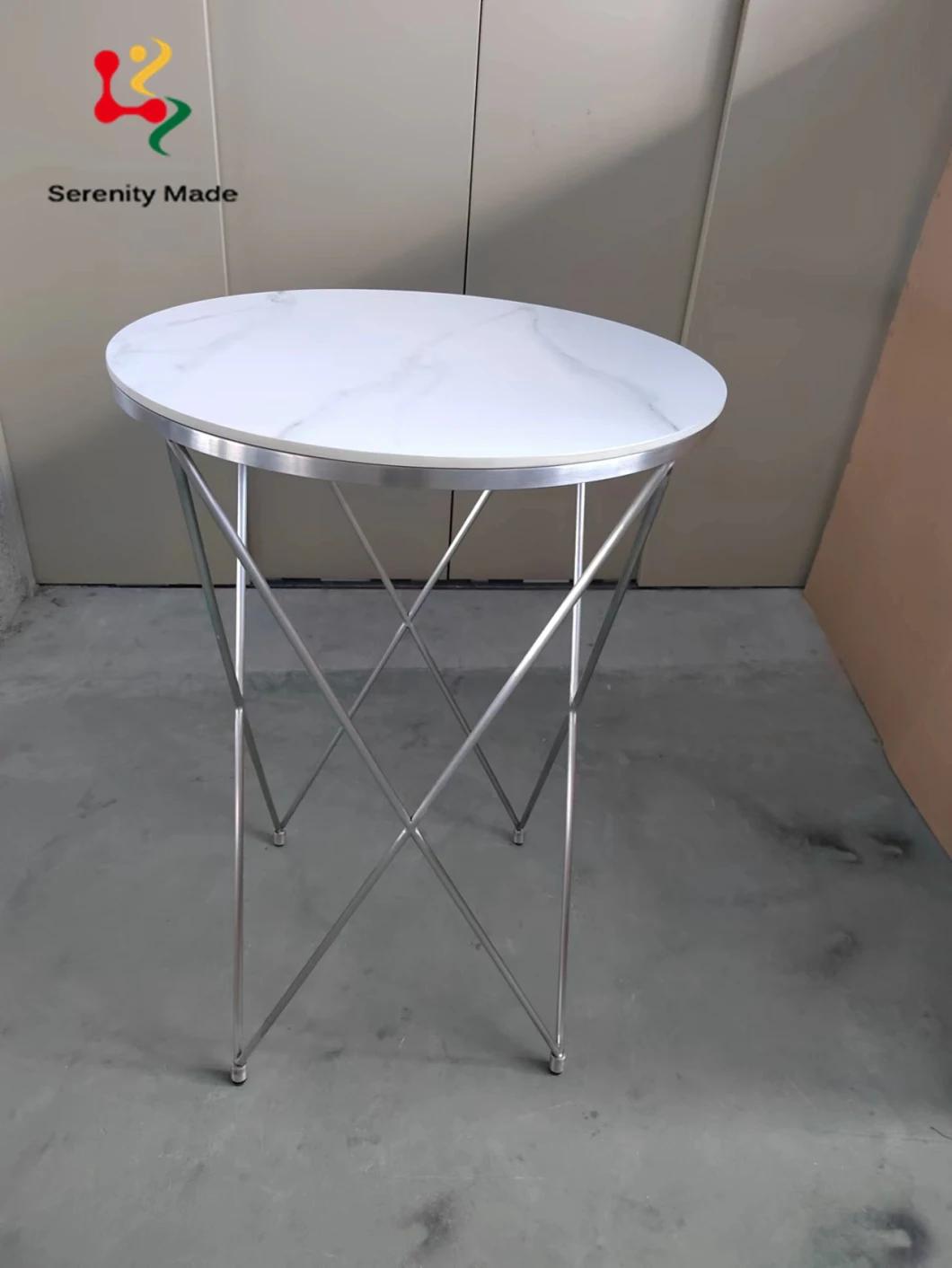 Wholesale Custom Made Living Room Furniture Modern Round White Marble Top Metal Base Round Coffee Table