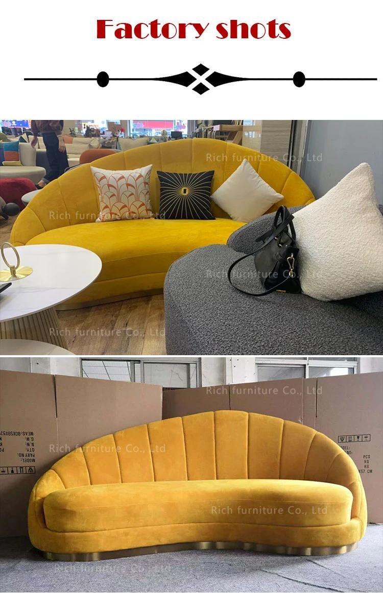 Modern Furniture Velvet Sofa Curved Shell Fabric Sofa