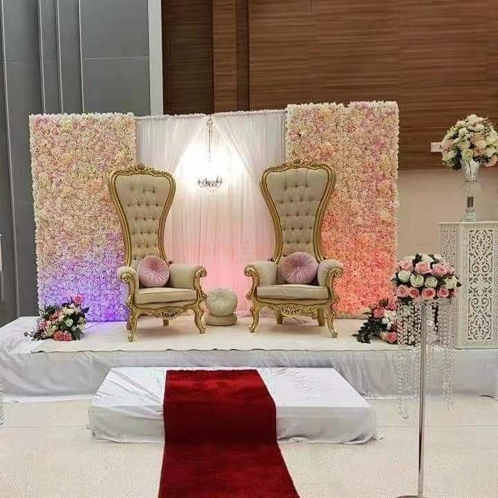 Modern Wedding Decoration Use Gold Bride and Groom Event Furniture King Throne Hotel Room Chairs