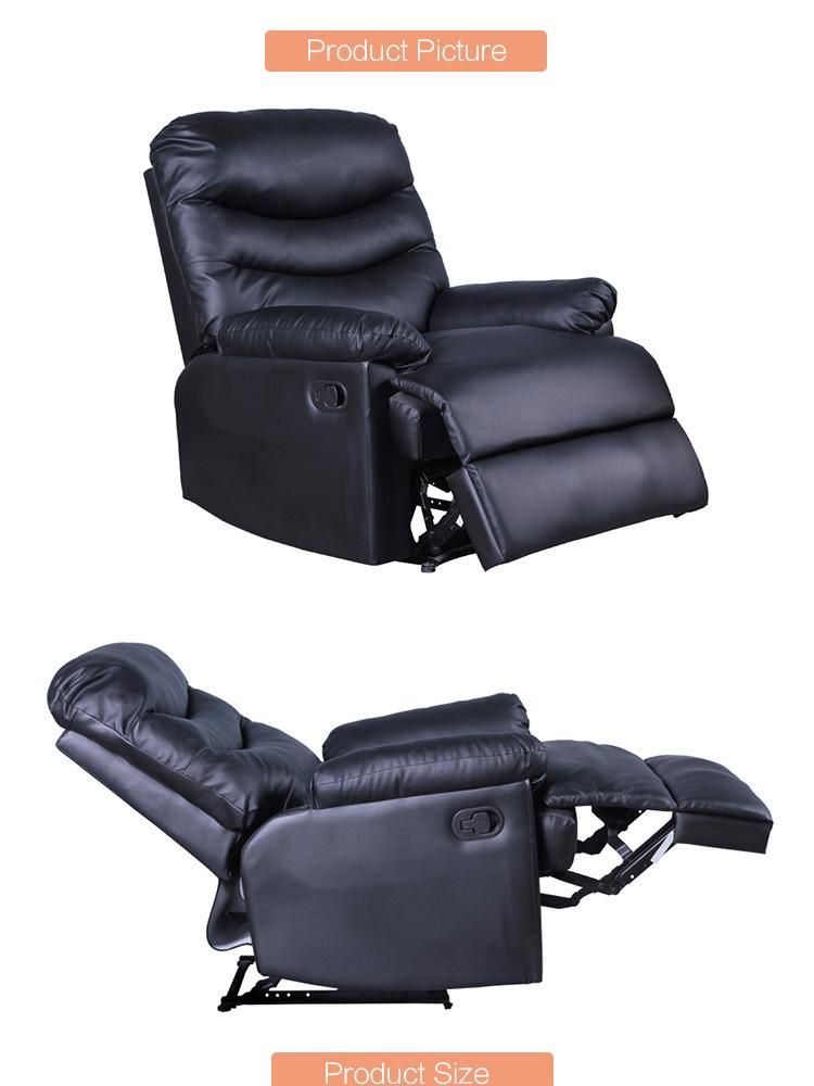 Black PU Leather Popular Style Living Room Recliner Sofa