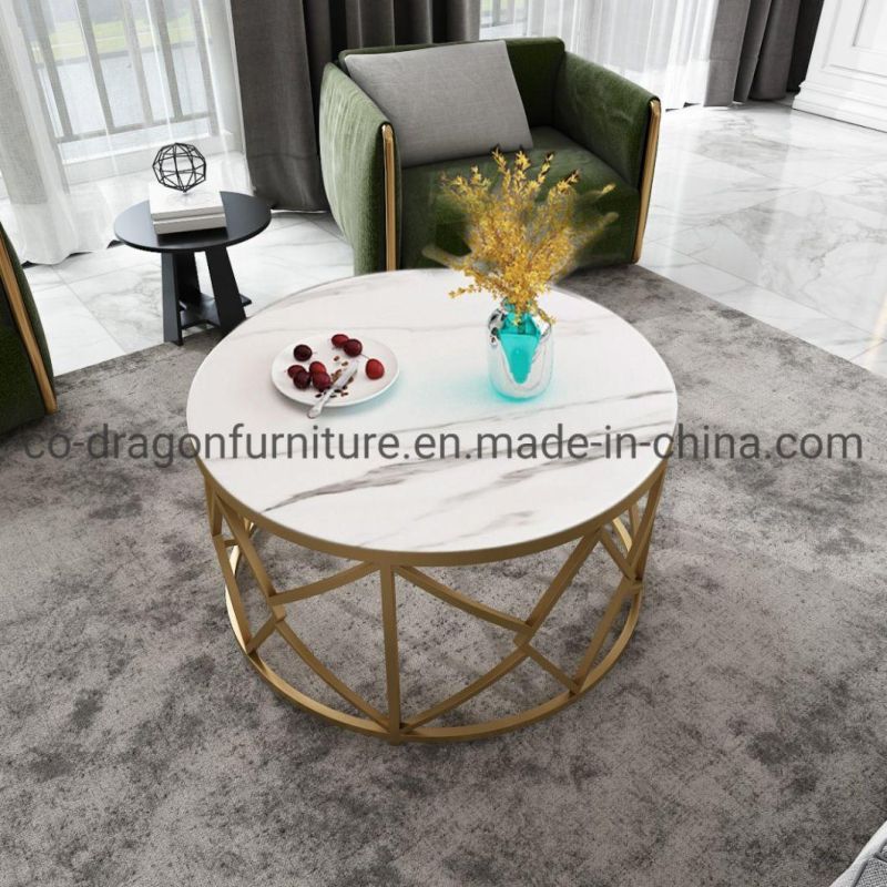 Fashion Modern Furniture Stainless Steel Coffee Table with Marble Top