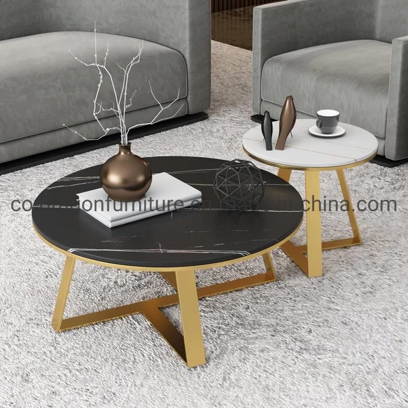 Luxury Home Furniture Stainless Steel Side Table with Marble Top