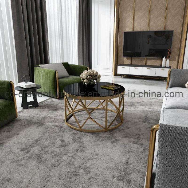 Fashion Modern Furniture Stainless Steel Coffee Table with Marble Top