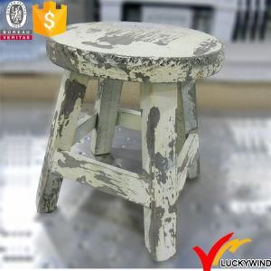 Yellowish Shabby Chic Round Seat Wooden Mini Stool