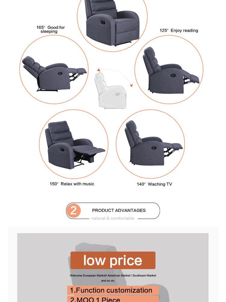 Modern Simple Style Linen Fabric Living Room Furniture Manual Recliner Sofa Home Furniture Single Seat Sofa Office Chair