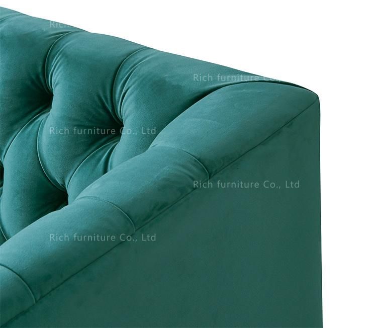 Green Fabric Couch Set Modern Design I Shape Sofa for Sale