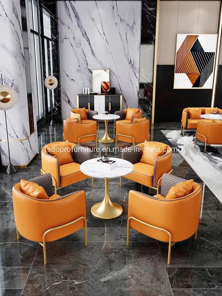 Modern PU Leather Sofa Set with Conference Table for Coffee Shop/Hotel