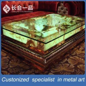 Factory Manufacture Golden Stainless Steel with Glasses Tea Table furniture