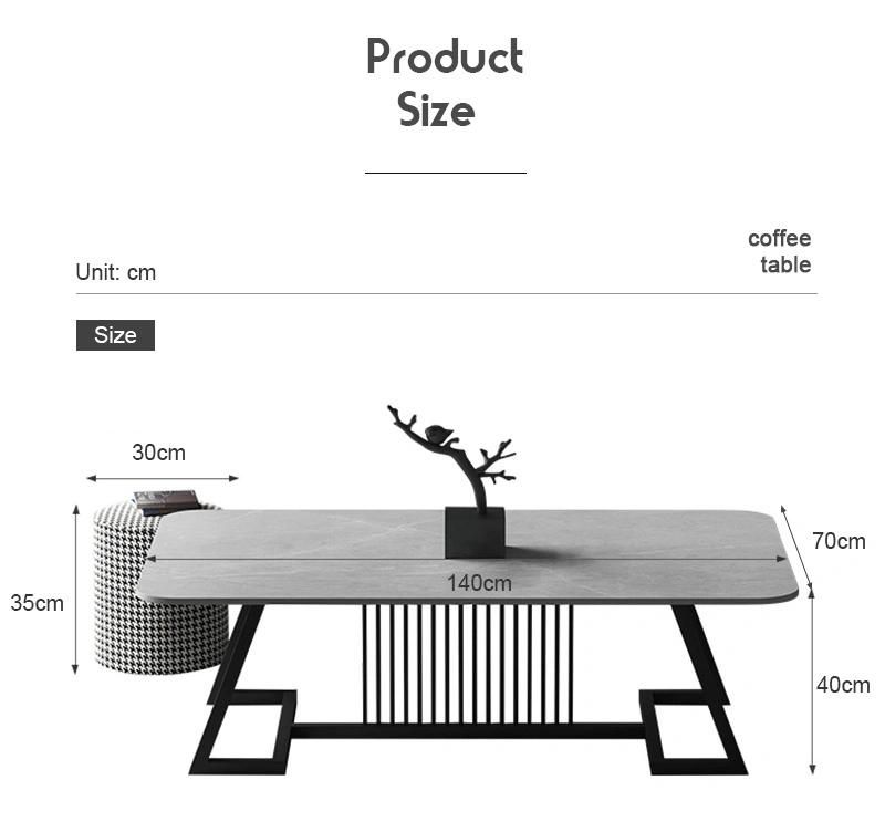 Antique Furniture Black Iron Coffee Table for Office Reception Room