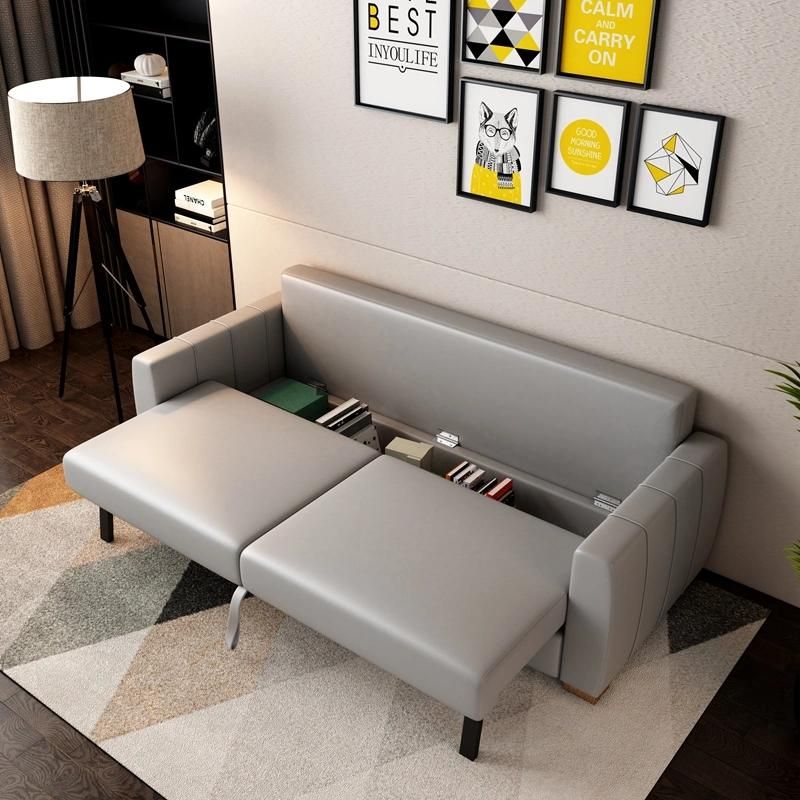 New Style Cheap Futon Foldable Metal Leg Solid Wood Frame Leather Sofabed