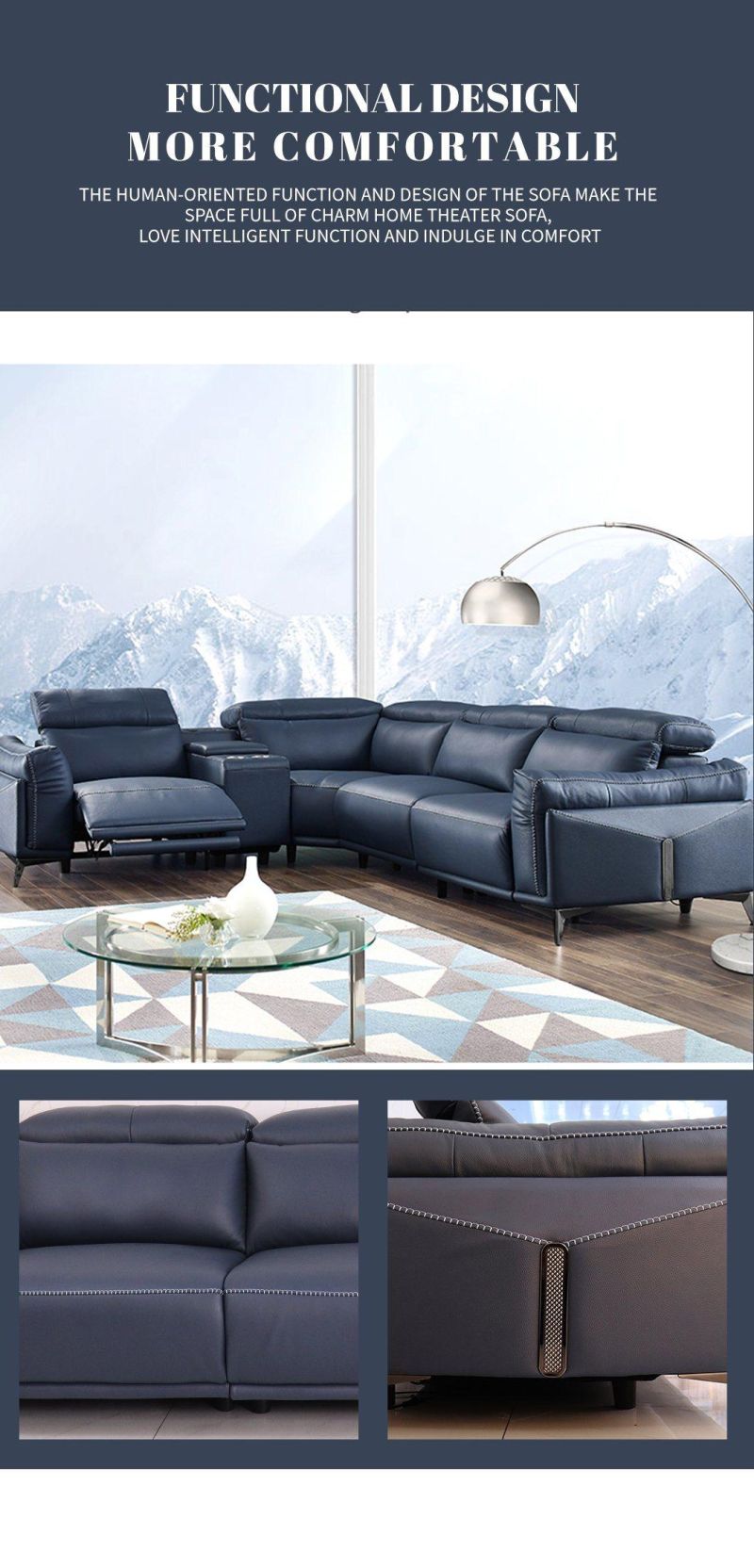 Modern Composite Fabric Sofa Electric Function Sofa Bed Minimalist Function Sofa