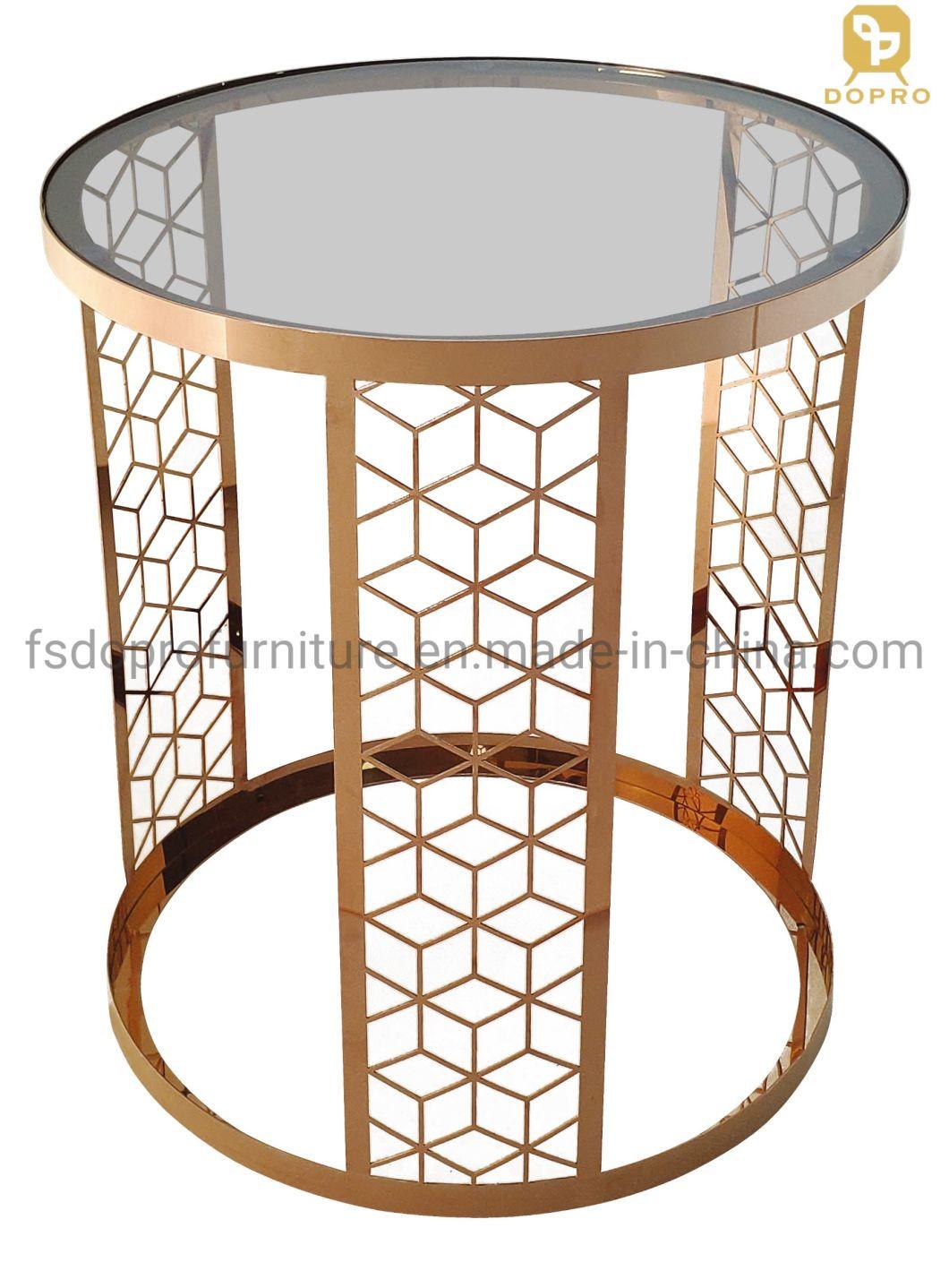 Home Furniture Laser Round Glass Side End Lamp Table Set Corner Table Combination