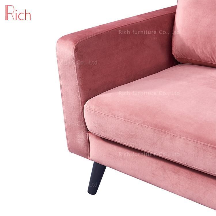 Modern Living Room Furniture Set Pink Fabric One Seater Couch