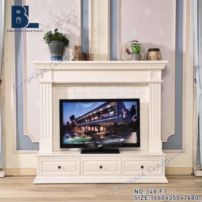 New Model Wood TV Stand Mantel Hotel Furniture Fireplace (348)