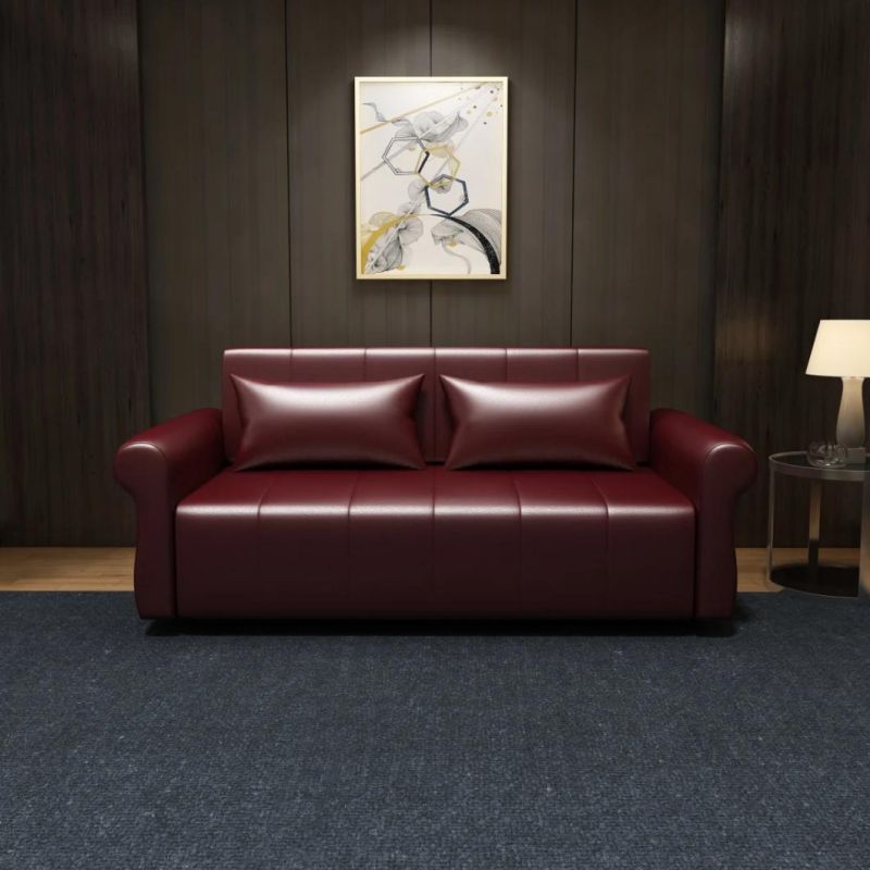 Smart Loveseat Couch Dark Red Color Folding Leather Cover Modern Foldable Floor Sofa Beds Sleeper