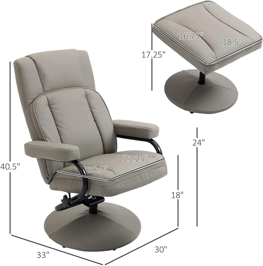 Jky Furniture 8 Points Vibration Massage Functions Leather Recliner Leisure Chair with Ottoman