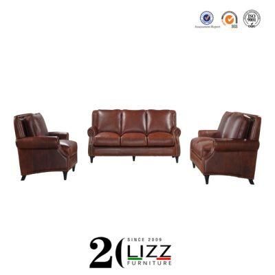 Antique Stylish Office / Hotel Genuine Leather Sofa